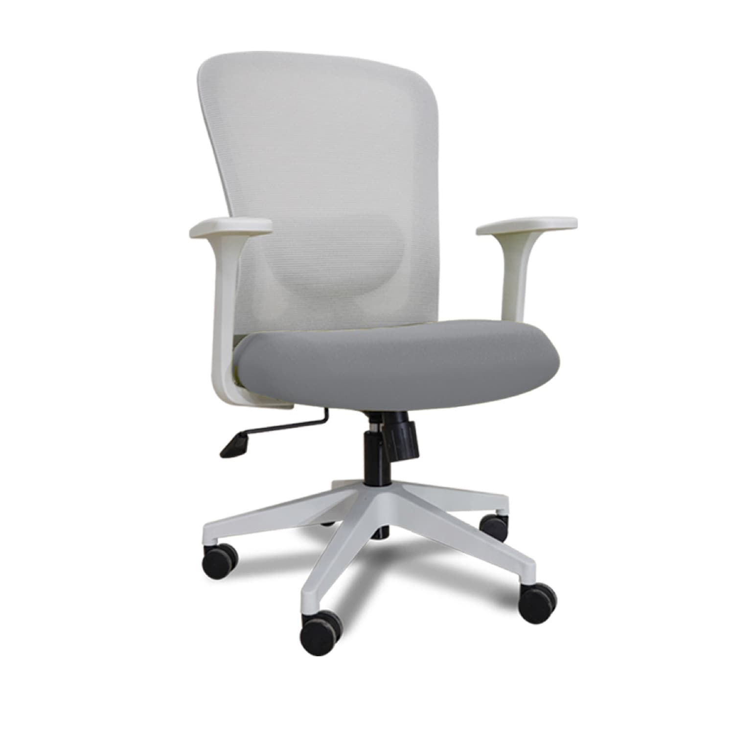 Monet mid-back chair in grey mesh with a white base